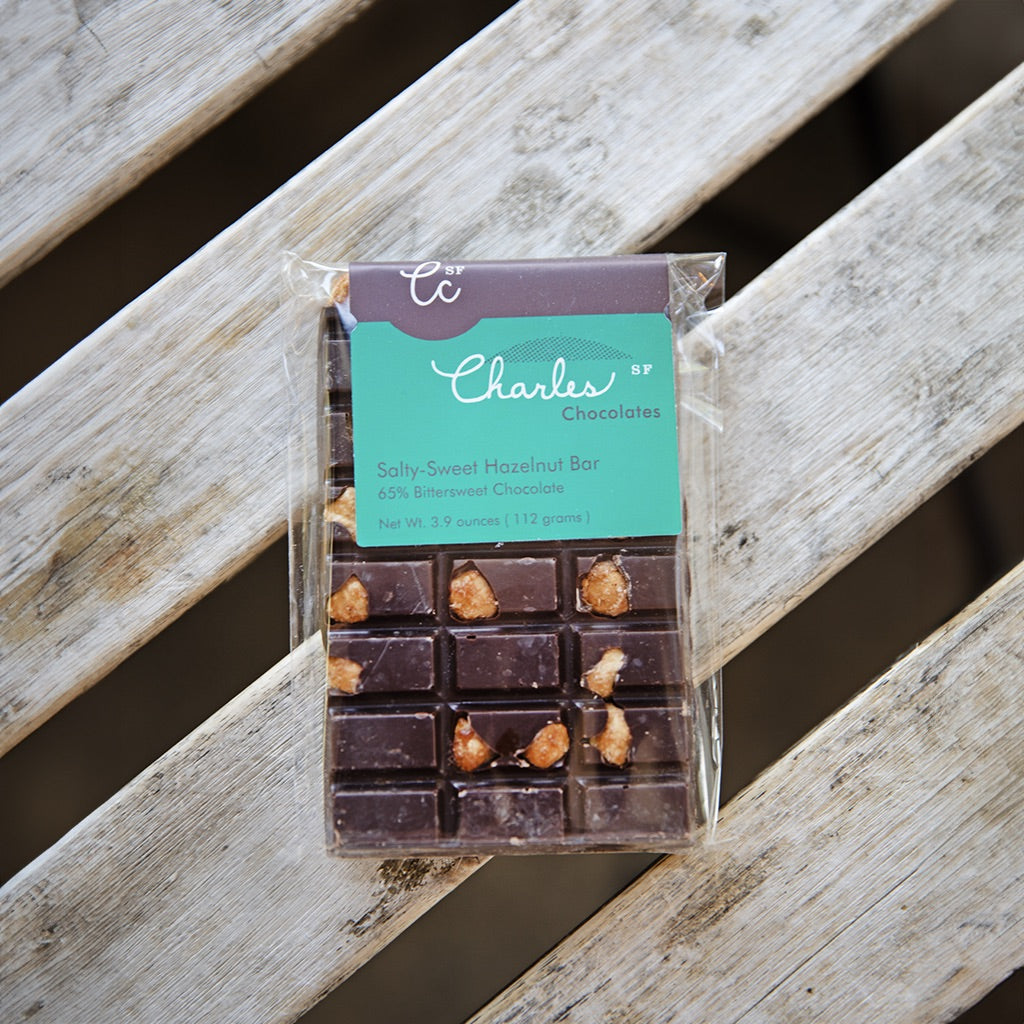 Salty Sweet Hazelnut Dark Chocolate Bar